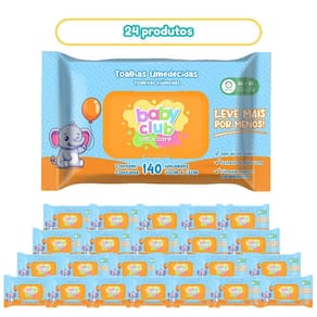 24 Pacotes Toalhas Umedecidas Tradicional 140 Fls Baby Club