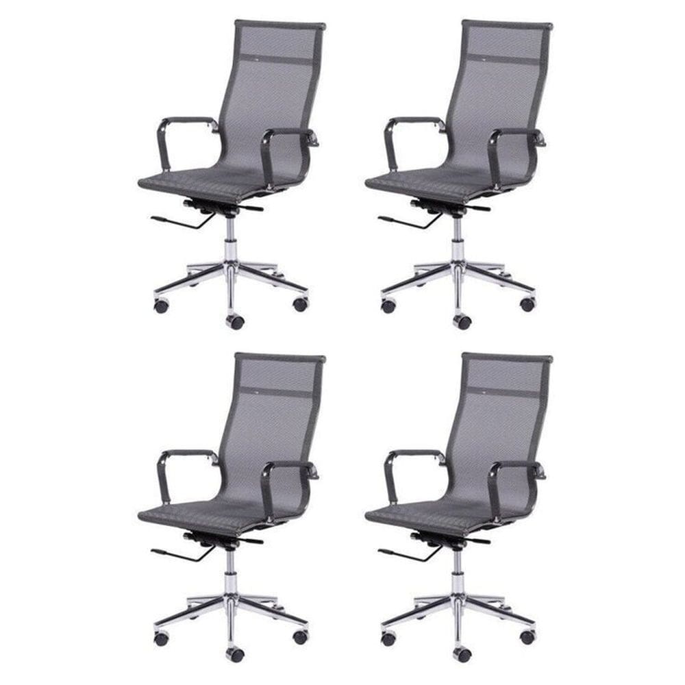 Kit 4 Cadeiras para Escritorio Presidente Esteirinha Tela Mesh 3303 Cinza