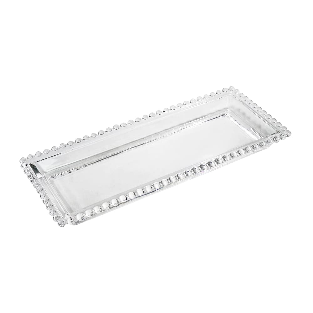 Centro De Mesa Decorativo De Vidro Detalhes Na Borda 30x13cm