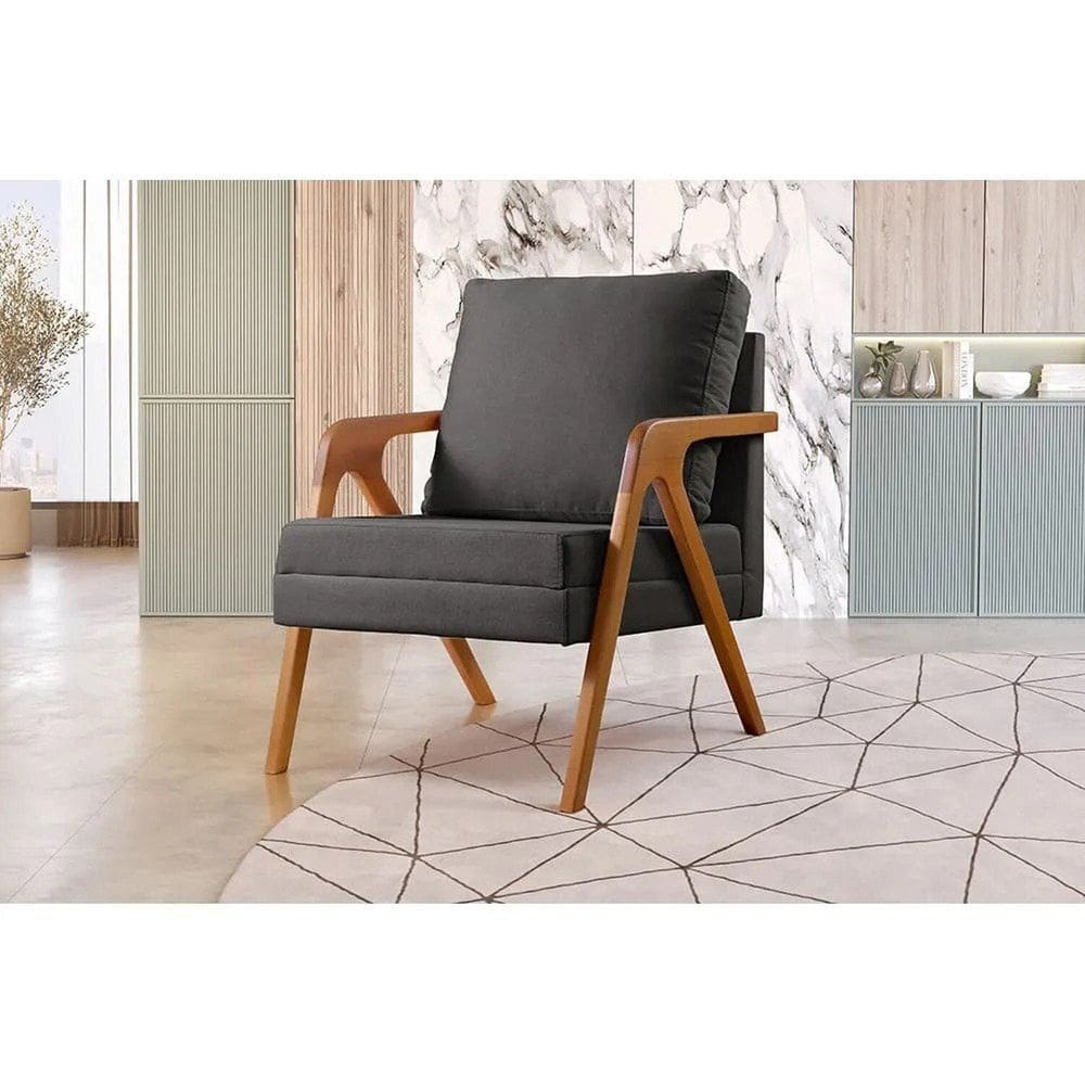 Poltrona Mona Decorativa Mona Linho Preto