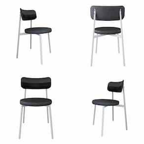 Cadeira Kyta Fixa com 4 Pés 50 X 44,7 X 83,8 Cm com 4 Unidades Grafite/Preto/Branco