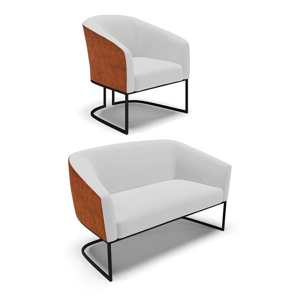 Namoradeira e Poltrona Industrial Preto Stella Noz/Linho Cinza D03 - D`Rossi