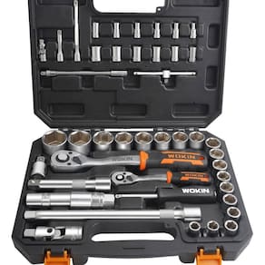 Conjunto de Ferramentas Soquetes 1/4” e 1/2” DE 45 Peças