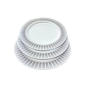 Kit 18 Pratos Luxo Acrílico Redondo Borda Pino Prata 18Cm