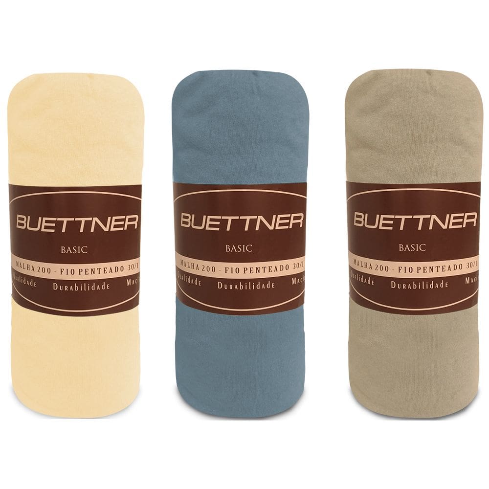 Kit 3 Lençol Solteiro Avulso de Malha 100% Algodão Buettner - Emcompre