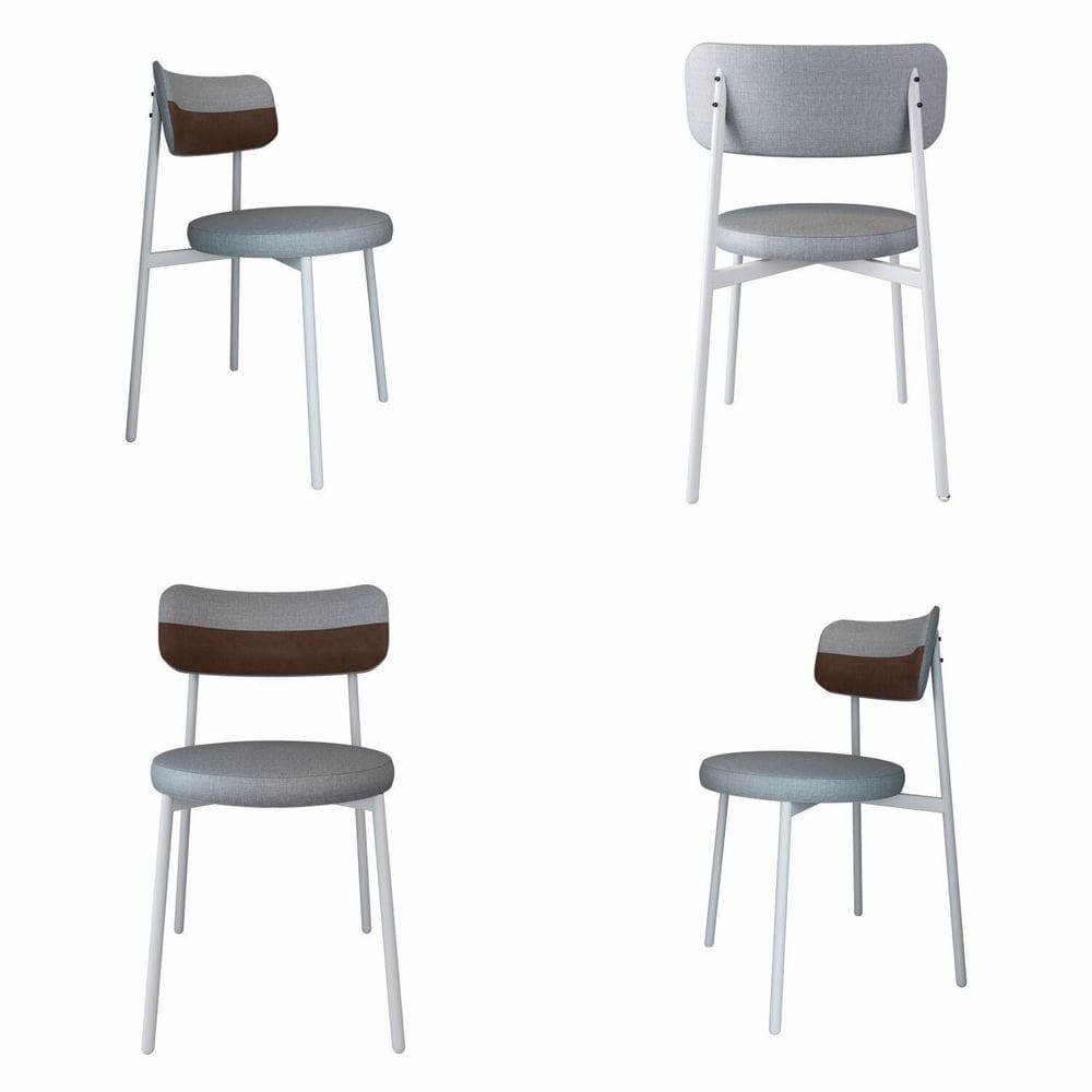 Cadeira Kyta Fixa com 4 Pés 50 X 44,7 X 83,8 Cm com 4 Unidades Cinza Claro/Whisky/Branco