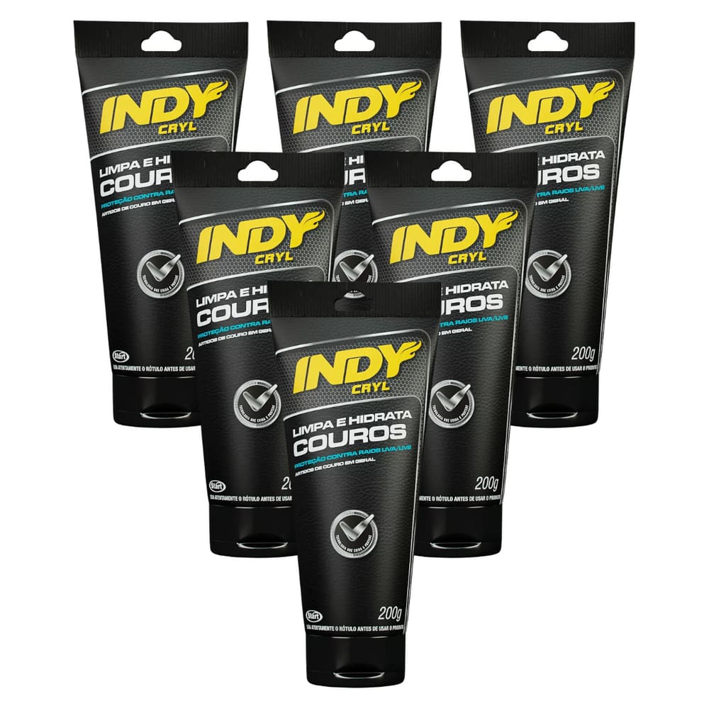 Limpa Couro e Hidrata Indy 200g com Filtro Solar kit 6 unid