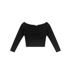 Blusa Feminina Cropped Manga Longa Canelada