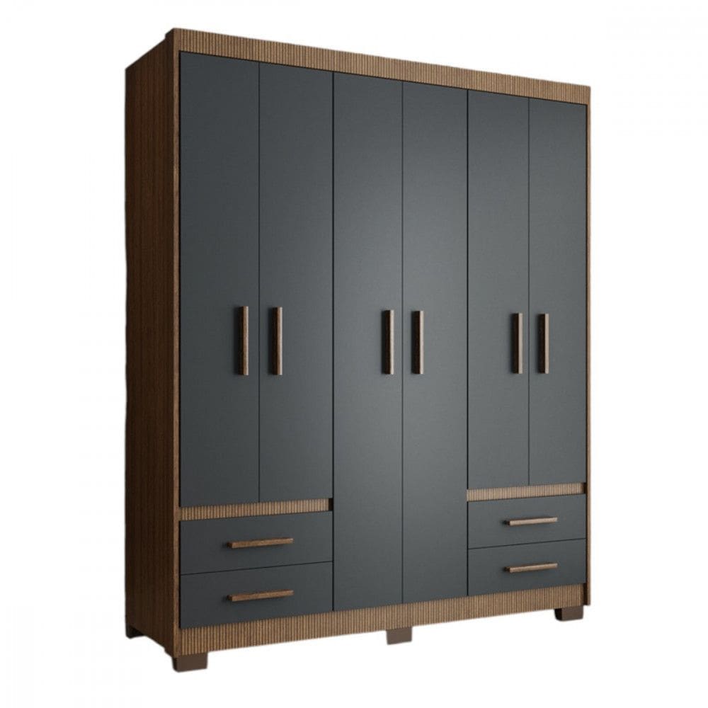 Guarda Roupa de Casal Primacy Ipe Wood com Grafite Batrol