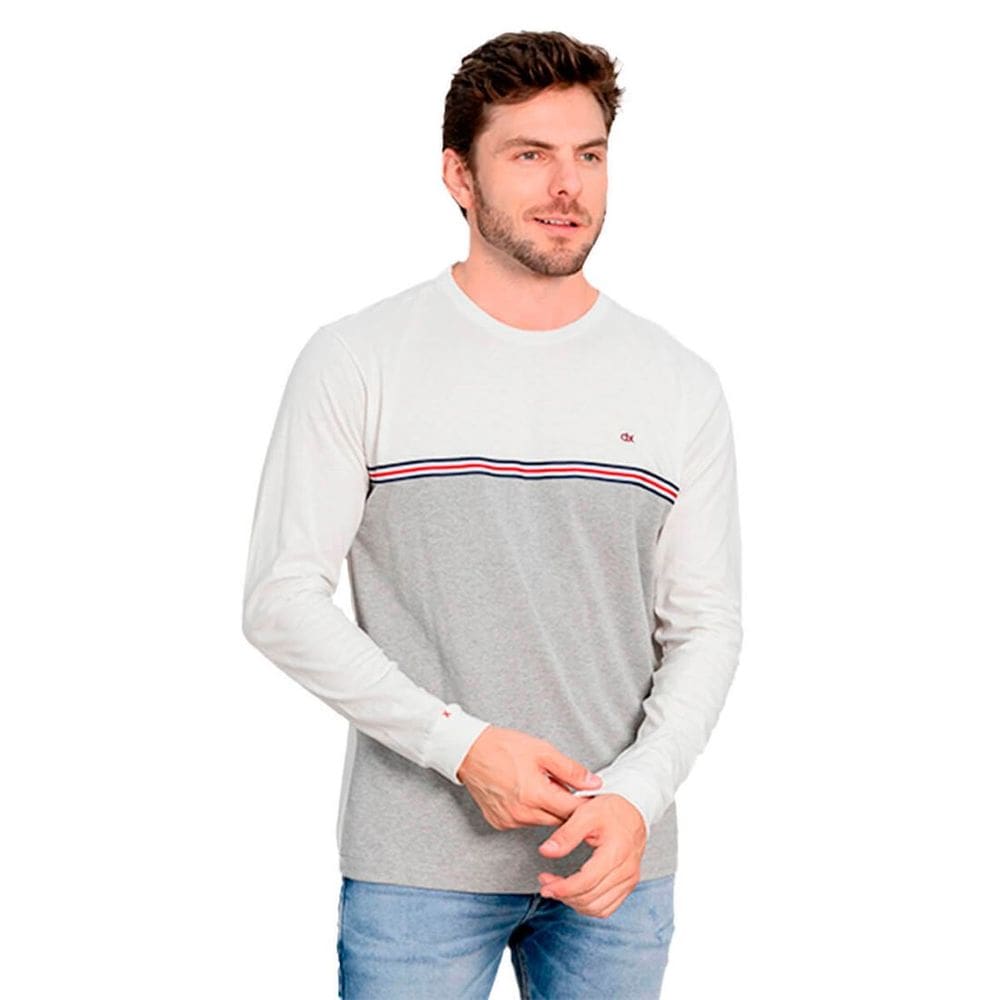 Camiseta Masculina Manga Longa Recorte Frontal