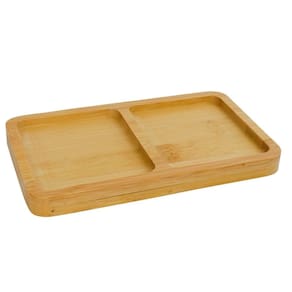 Petisqueira Bandeja de Bambu Cozinha Lavabo com 2 Divisórias