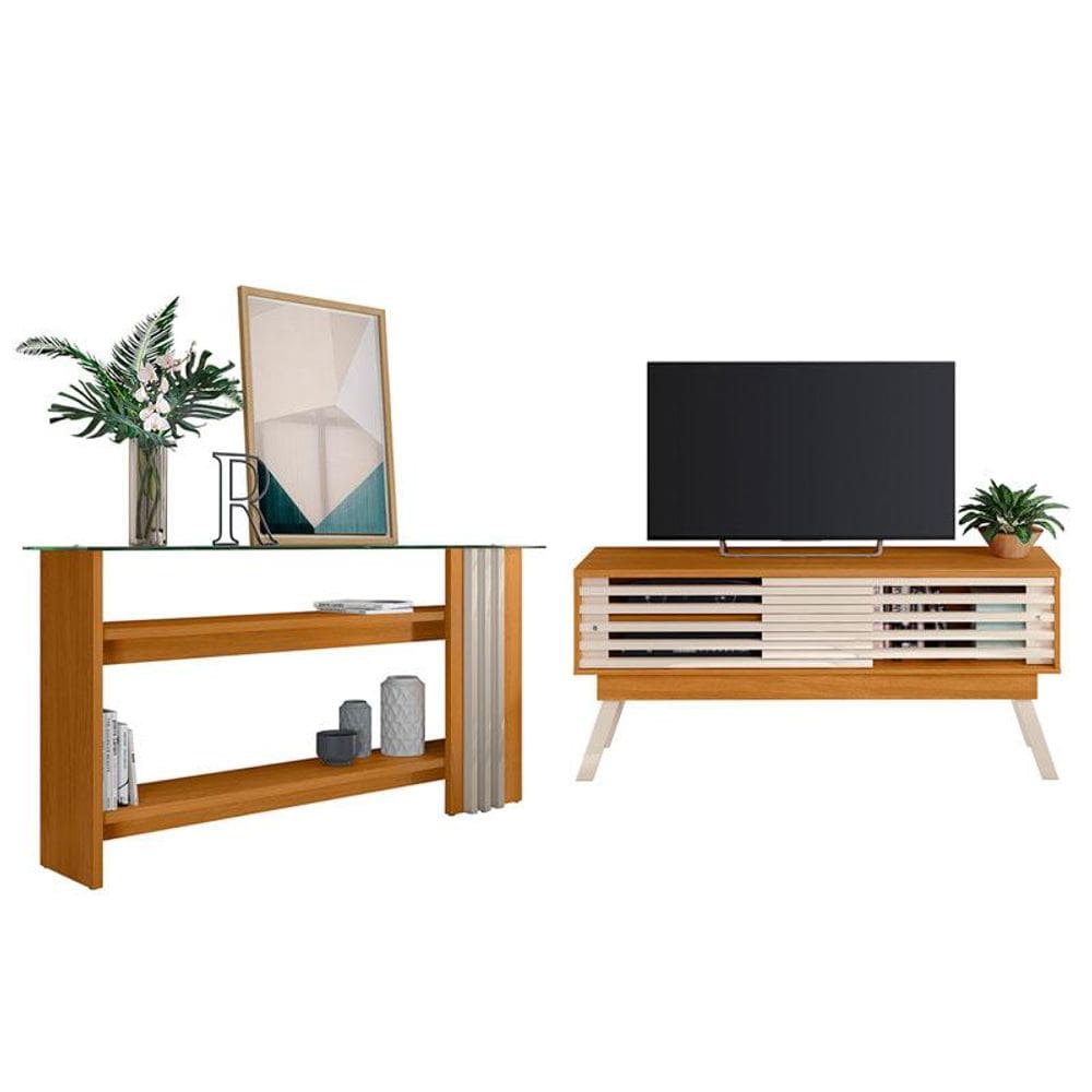 Rack Bancada com Aparador Frizz 1.5 Cinamomo Off White - Madetec