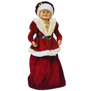 Mamãe Noel Decorativa Vestido Vinho e Creme Luxo 45cm - Noel Decor