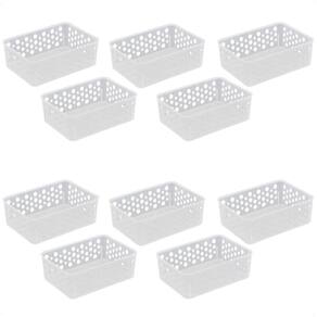 Kit 10 Cestos Organizadores Multiuso P 19X13,8X6,5 Cm