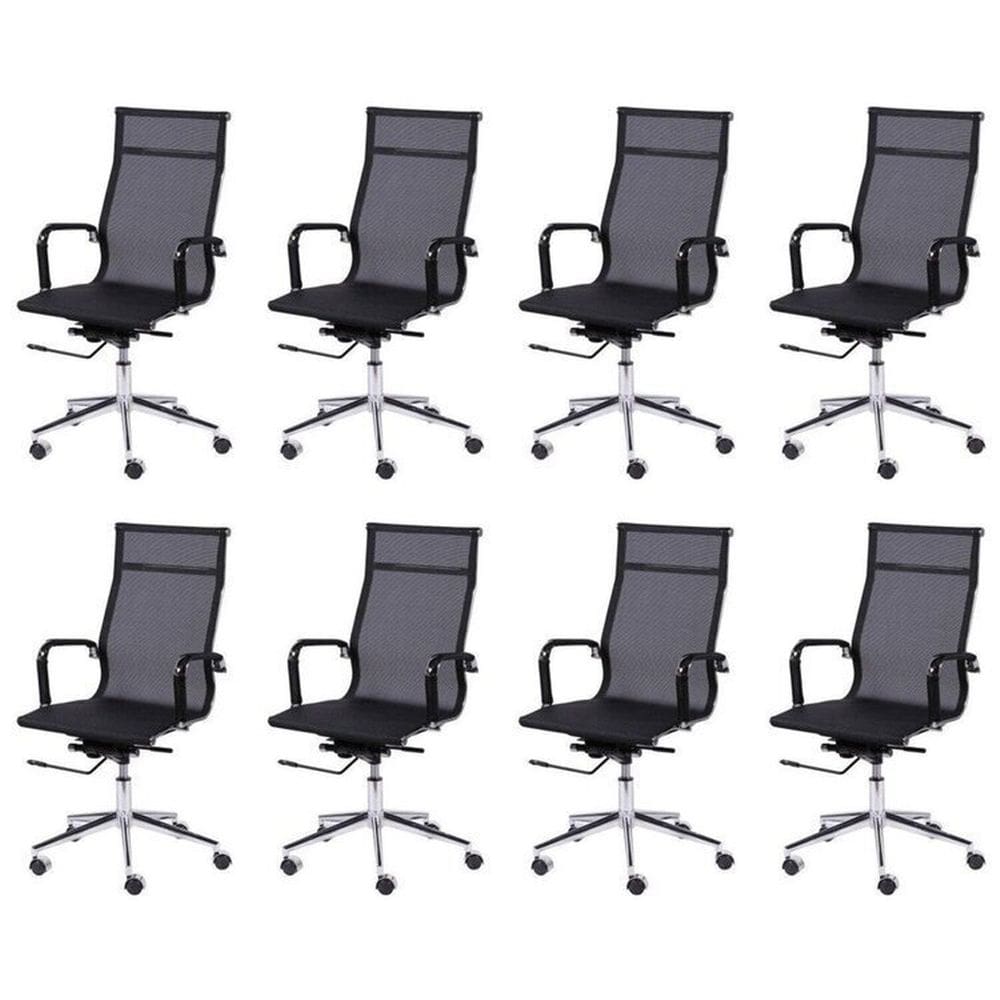 Kit 4 Cadeiras para Escritorio Interlocutor Base Fixa Esteirinha Sintético 3301 Preto