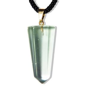 Colar Pontinha Obsidiana Verde Montagem Pino Dourado 30mm
