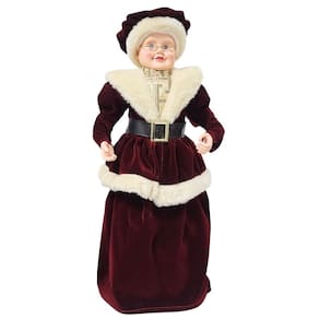 Mamãe Noel Decorativa Vestido Luxo Vinho e Creme Gold 45cm - Noel Decor
