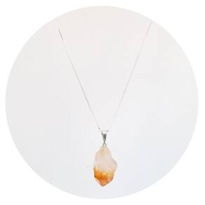 Colar 50Cm Prata 925 Citrino Bruto - Natural - P. Vecchio