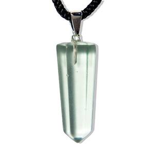 Colar Pontinha Obsidiana Verde Montagem Pino Prateado 30mm
