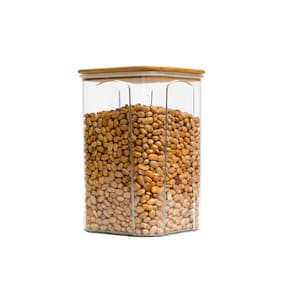 Pote acrílico 1,4L com tampa bambu hermético quadrado - Tüd