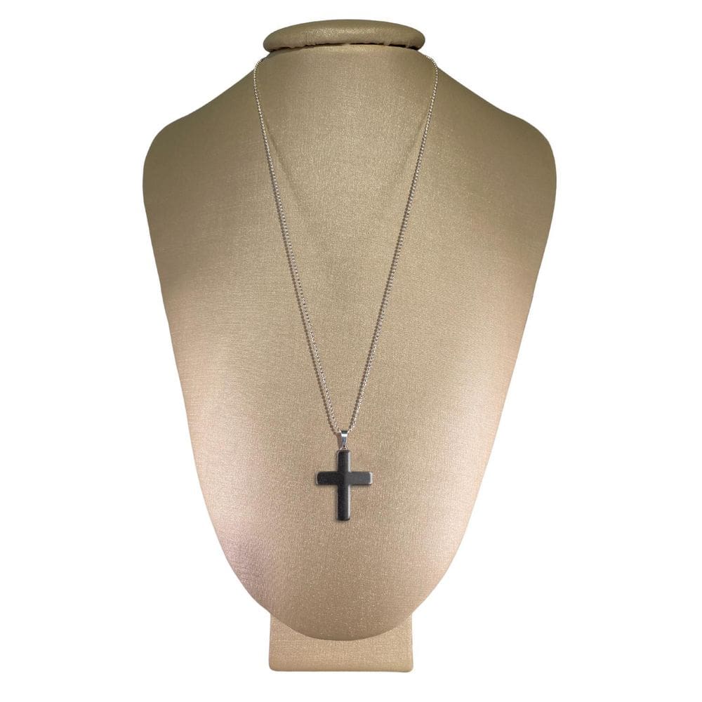 Colar Prata 925 Diamantado Hematita Cruz - P. Vecchio Joias