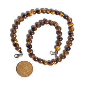 Colar Choker Bolinha 6mm Olho de Tigre Rolado 35cm