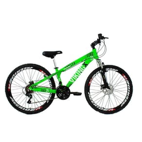 Bicicleta Viking X Tuff25/30 Freeride Aro 26 Freio A Disco 21 Velocidades Cambios Shimano Verde Neon