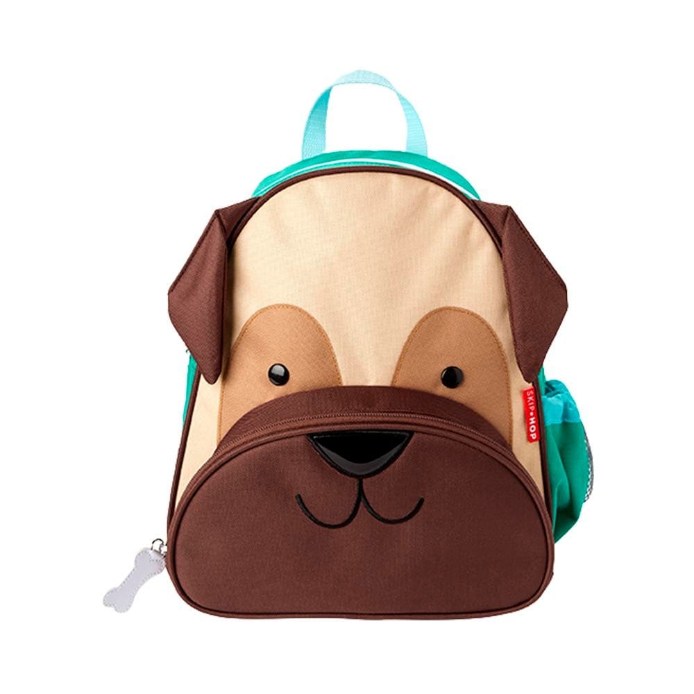 Mochila Infantil Cachorro Pug Zoo Skip Hop Espaçoso e Forro Fácil de Limpar