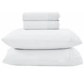 Jogo de Cama Queen Toque de Algodão Rendas com 4 Peças - Hedrons