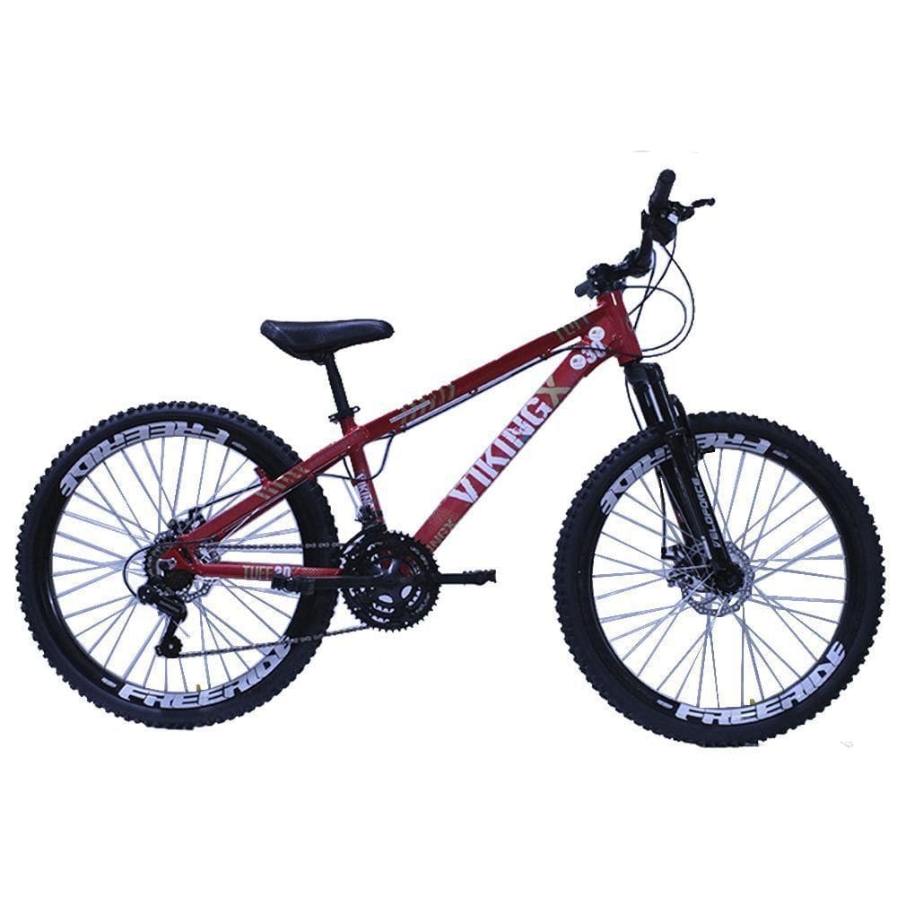 Bicicleta Viking Tuff 25/30 Freeride Aro 26 Freio A Disco 21 Velocidades Cambios Shimano Vermelho