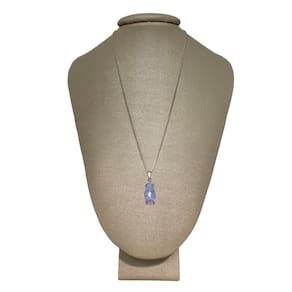 Colar 60Cm Prata 925 Gota De Calcedônia Lapidada Linear