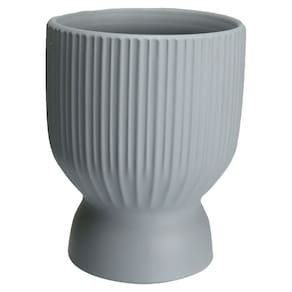 CACHEPÔ VASO DECORATIVO PLANTA REDONDO HOME&CO CERÂMICA 18x14x14cm CINZA