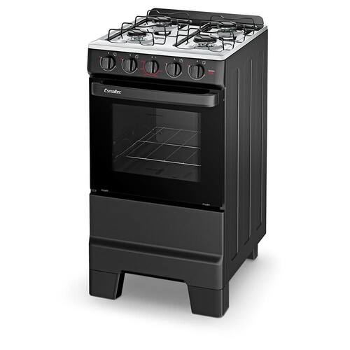 imagem-Fogão Esmaltec Ideal POP 4 Bocas Preto com Forno Limpa Fácil - Bivolt