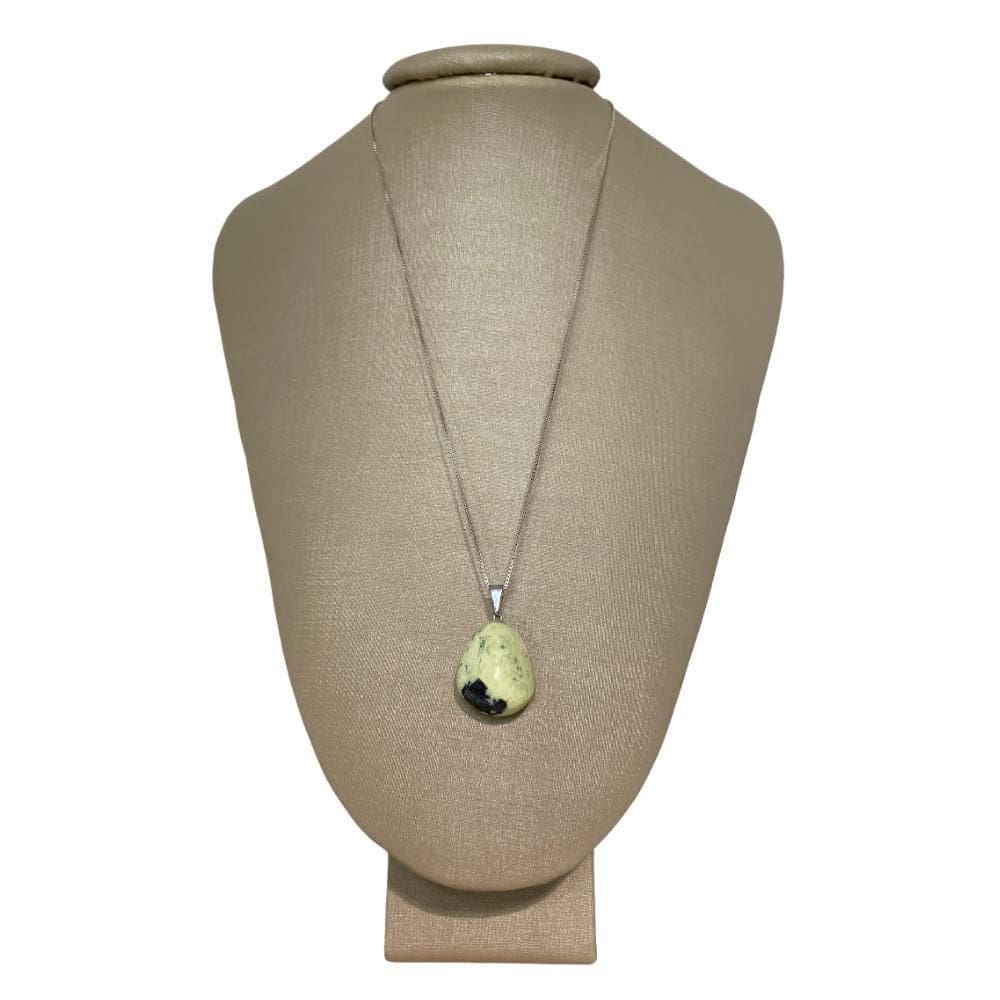 Colar 60Cm Prata 925: Serpentinita Polida Elegante P Vecchio