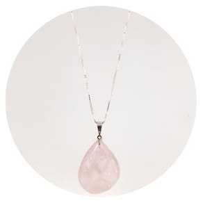 Colar 60Cm Prata 925 Quartzo Rosa Gotas Natural P. Vecchio