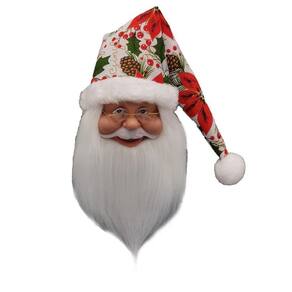 Papai Noel Rosto Branco/Vermelho/Verde Decoração Natal 20Cm