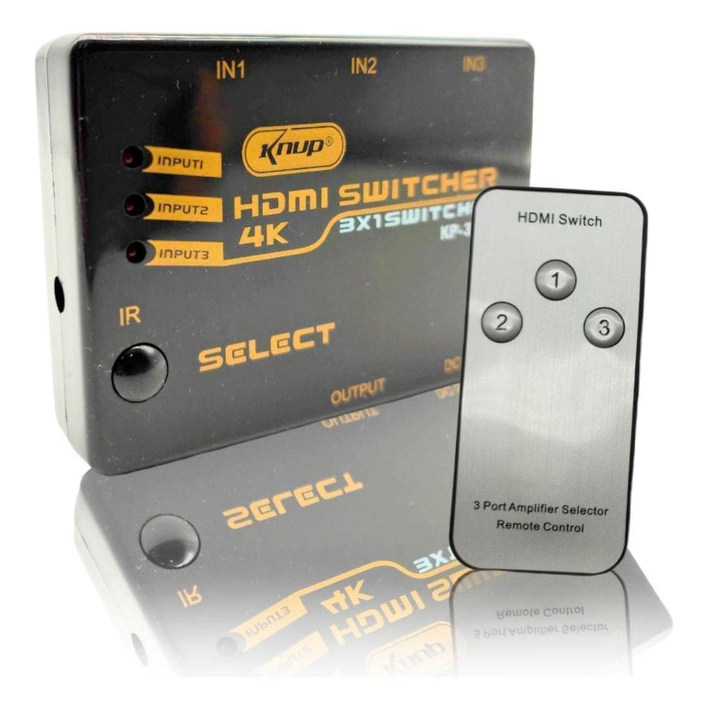 Hub Switch Hdmi 3X1 Ultra Hd 4K Controle Remoto E Cabo