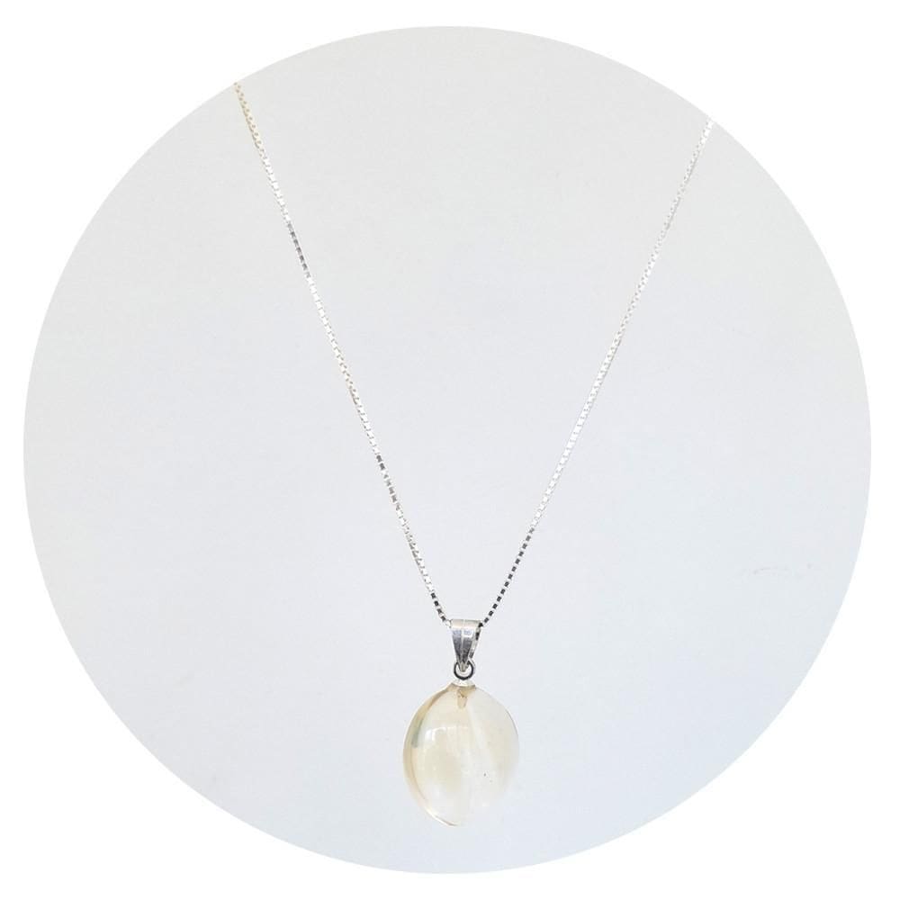 Colar 60Cm Prata 925 Citrino Gota Natural P. Vecchio Joias