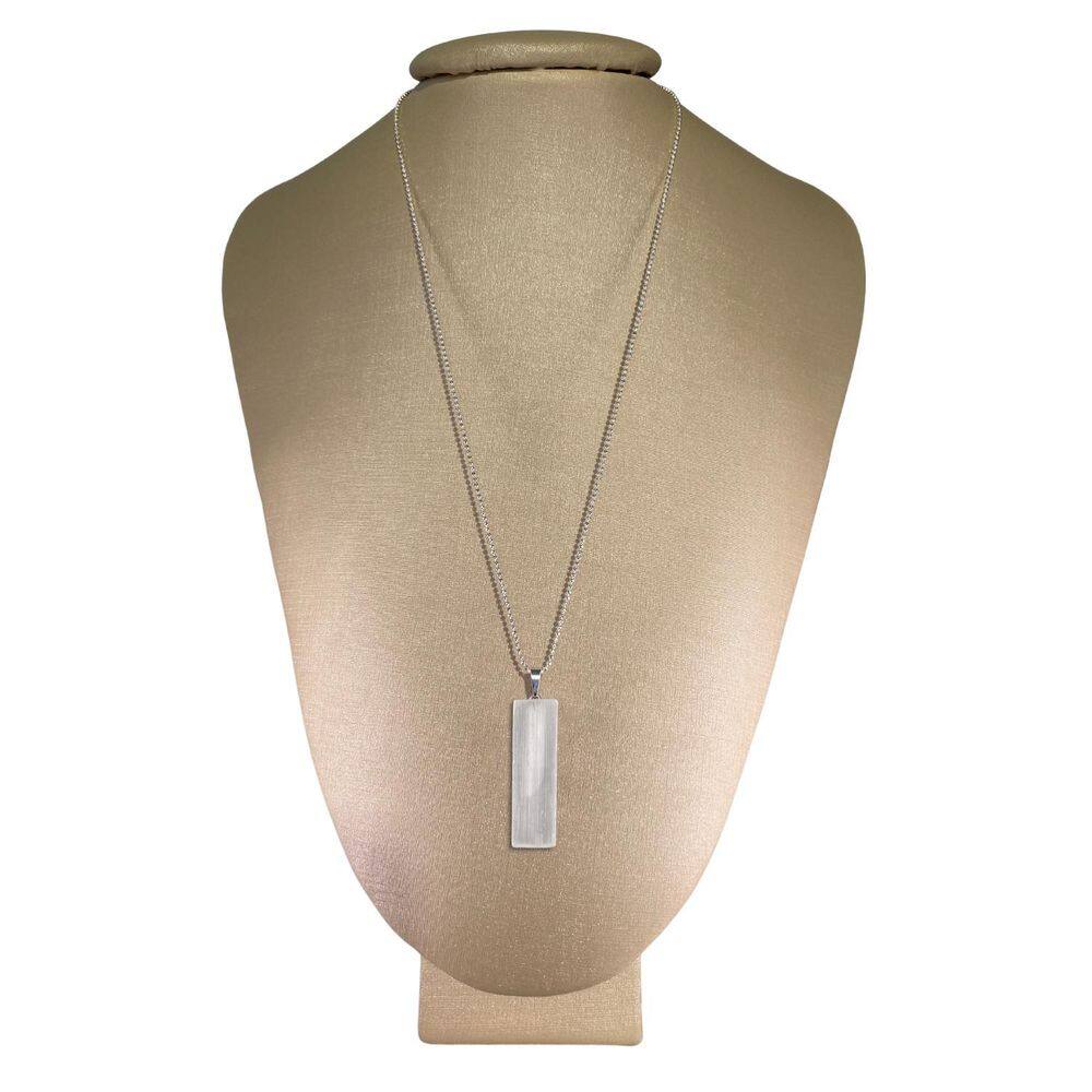 Colar Prata 925 Diamantado Selenita Retangular Ponte Vecchio