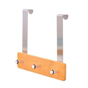 Gancho Para Porta De Bambu E Inox Com 3 Hastes De Suporte