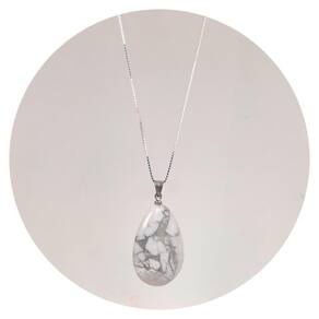 Colar 50Cm Prata 925 Howlita Em Gota Estilo Carrara Natural