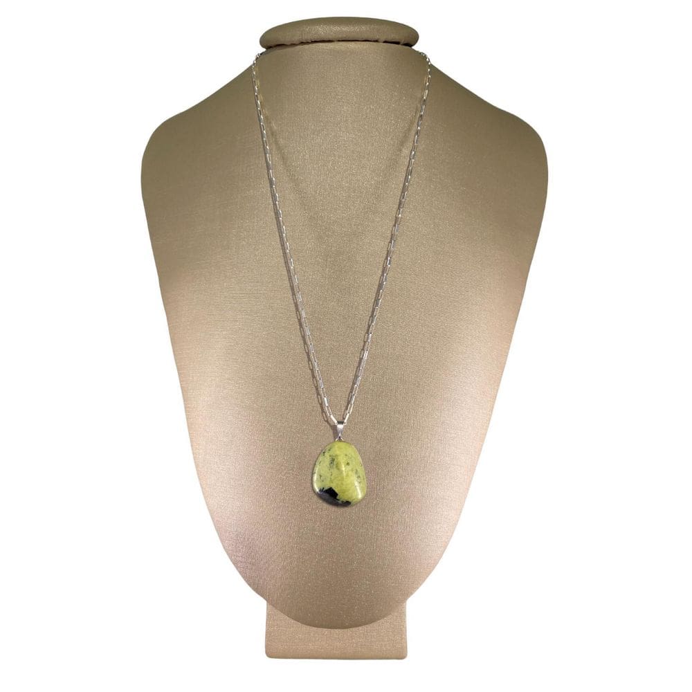 Colar Prata 925 Cadeado Serpentinita Polida - Ponte Vecchio