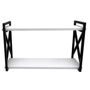 Prateleira Estilo Industrial Preta 20X60Cm Com Mdf Branco