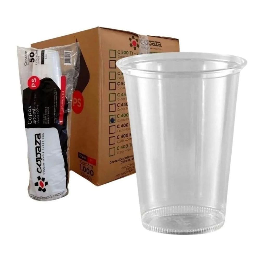 Copo 400Ml Descartavel Liso Transparente Ps C/500 Copaza