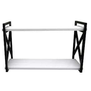 Prateleira Estilo Industrial Preta 20X60Cm Com Mdf Branco