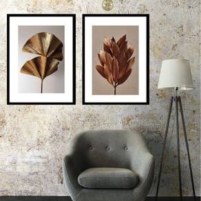 Kit 2 Quadros Folhagem Bronze - 60X48Cm