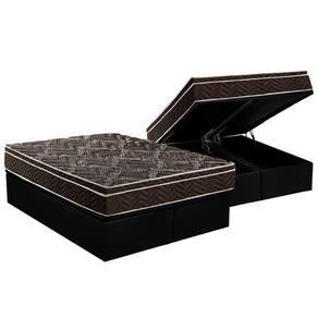 Cama Box Baú Queen: Colchão Espuma Paropas D28 / EP Pasquale + Base CRC Suede Black(158x198)