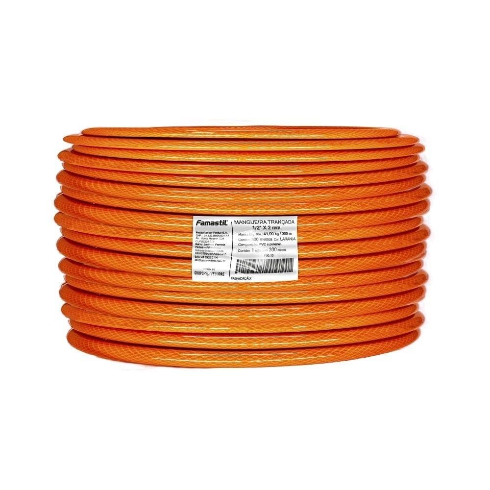 Mangueira para Jardim Famastil Trançada Laranja 1/2 Polegada x 2mm 300m