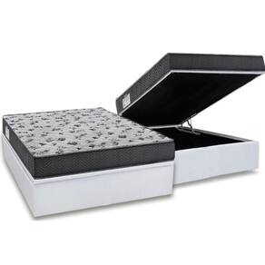 Cama Box Baú Casal: Colchão Espuma D33 Ortobom / EP ISO 100 Ultra Firme + Base CRC Courano White(138x188)
