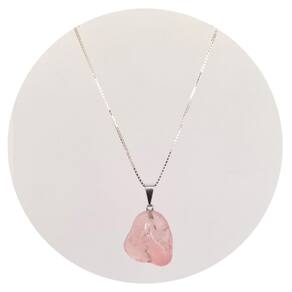 Colar 60Cm Prata 925 Quartzo Rosa - Natural P. Vecchio Joias